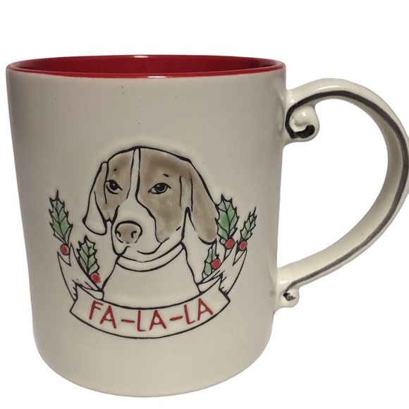 Xmas Dog Mug Fa La La Red & White 22 oz. Soectrum Designz 2020 EUC Like … - Picture 1 of 6